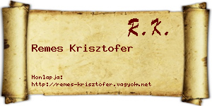 Remes Krisztofer névjegykártya